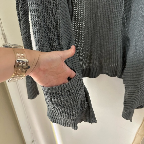 Heather gray lightweight knit cardigan, express size small - Picture 4 of 7